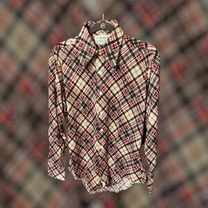 VTG Westbury Button Up Long Sleeve Shirt 100% Nylon Retro Groovy Disco Sz M GTbI